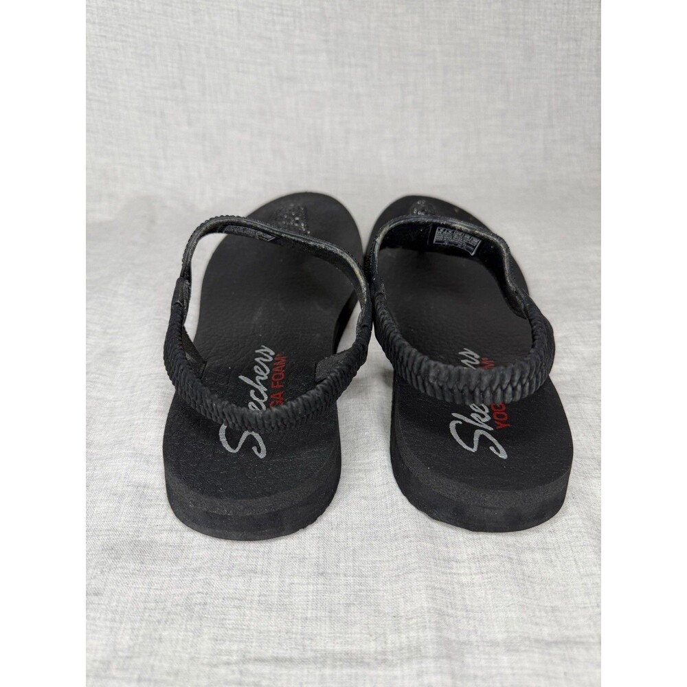 Skechers Sandals Womens 9 Meditation Black Rock Crown Slingback Flats 31560 - Picture 5 of 10